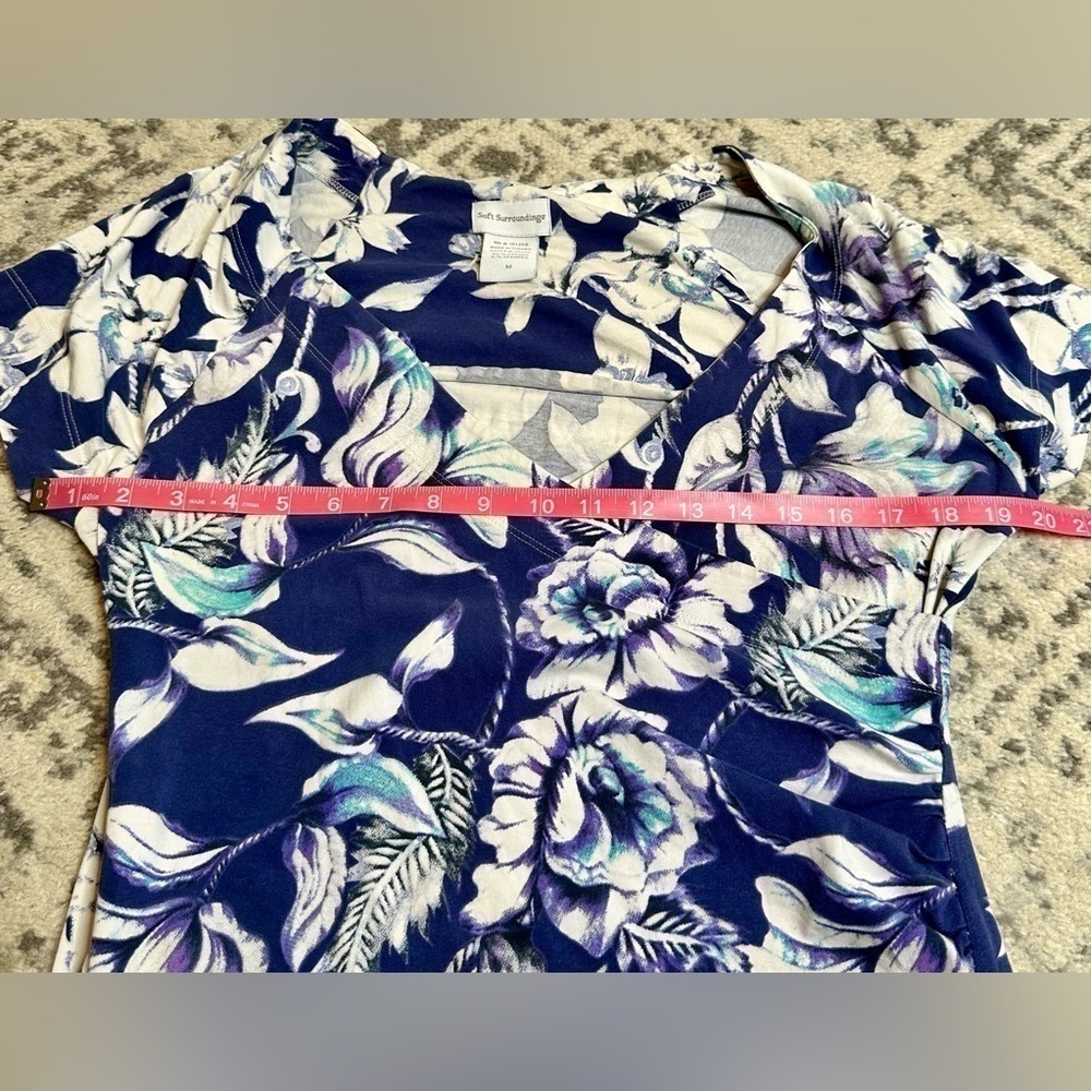 Soft Surroundings Shapley Anywhere Floral Faux Wrap Short Sleeve Dress - Picture 6 of 9